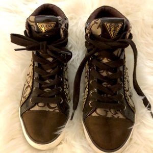 Guess high tops brown size 6